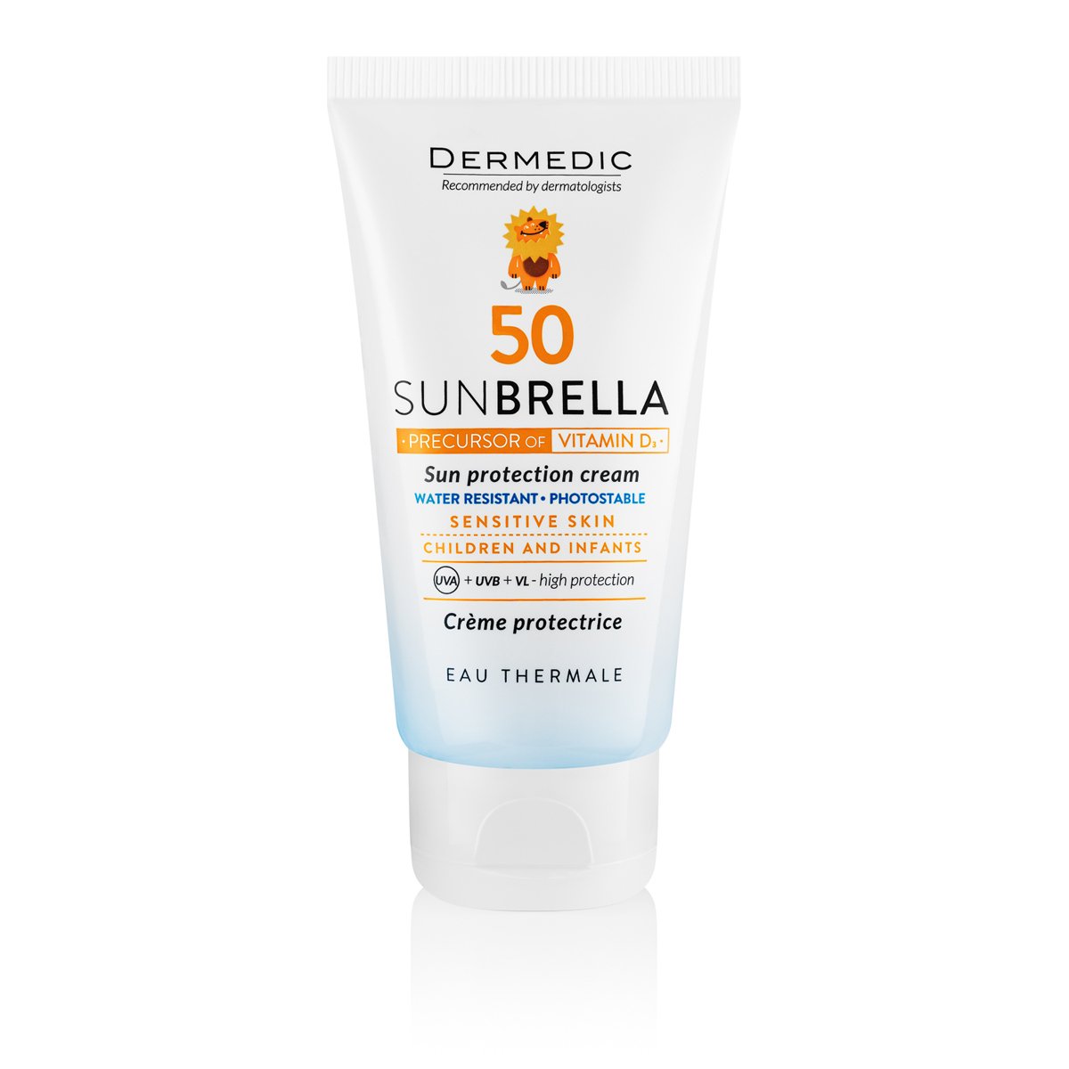 Sun protective face cream SPF 50 from the first month of life